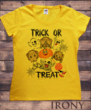 Women's T-Shirt Halloween "Trick or Treat" Emoji funny Print TS1509