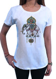 Womens T-Shirt,Ethnic Indian Elephant,Decorative Colourful  Print TS1524