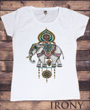 Womens T-Shirt,Ethnic Indian Elephant,Decorative Colourful  Print TS1524