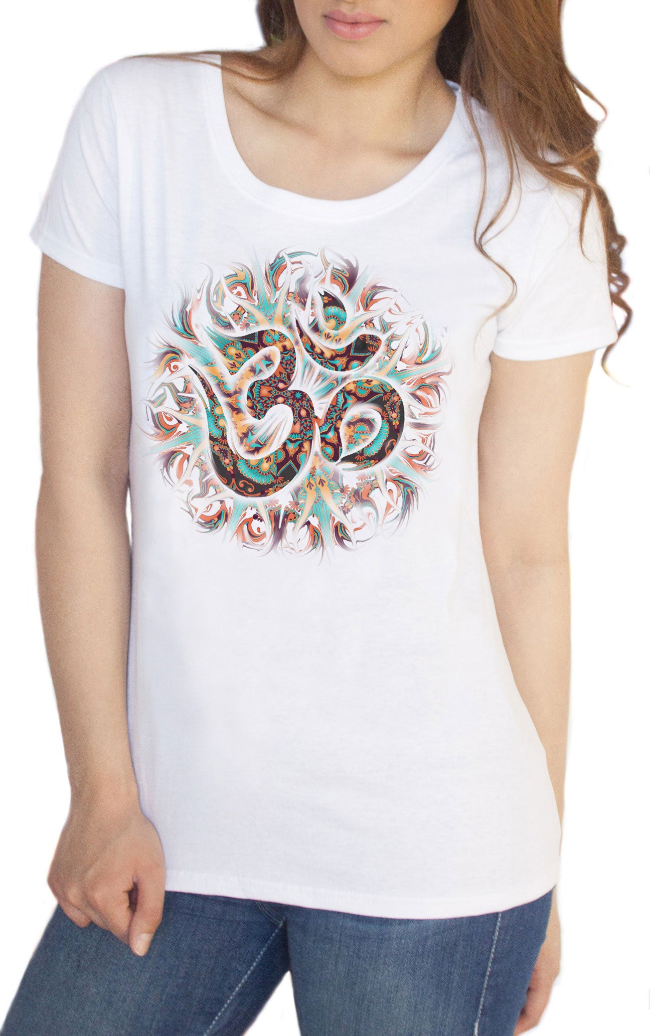 Ladies Yoga Shirt Super OM Small Print T-Shirt
