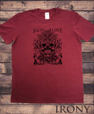 Men’s T-Shirt Rose Skull Gothic Style, Faith & Love Print TS1534