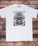 Men’s T-Shirt Rose Skull Gothic Style, Faith & Love Print TS1534
