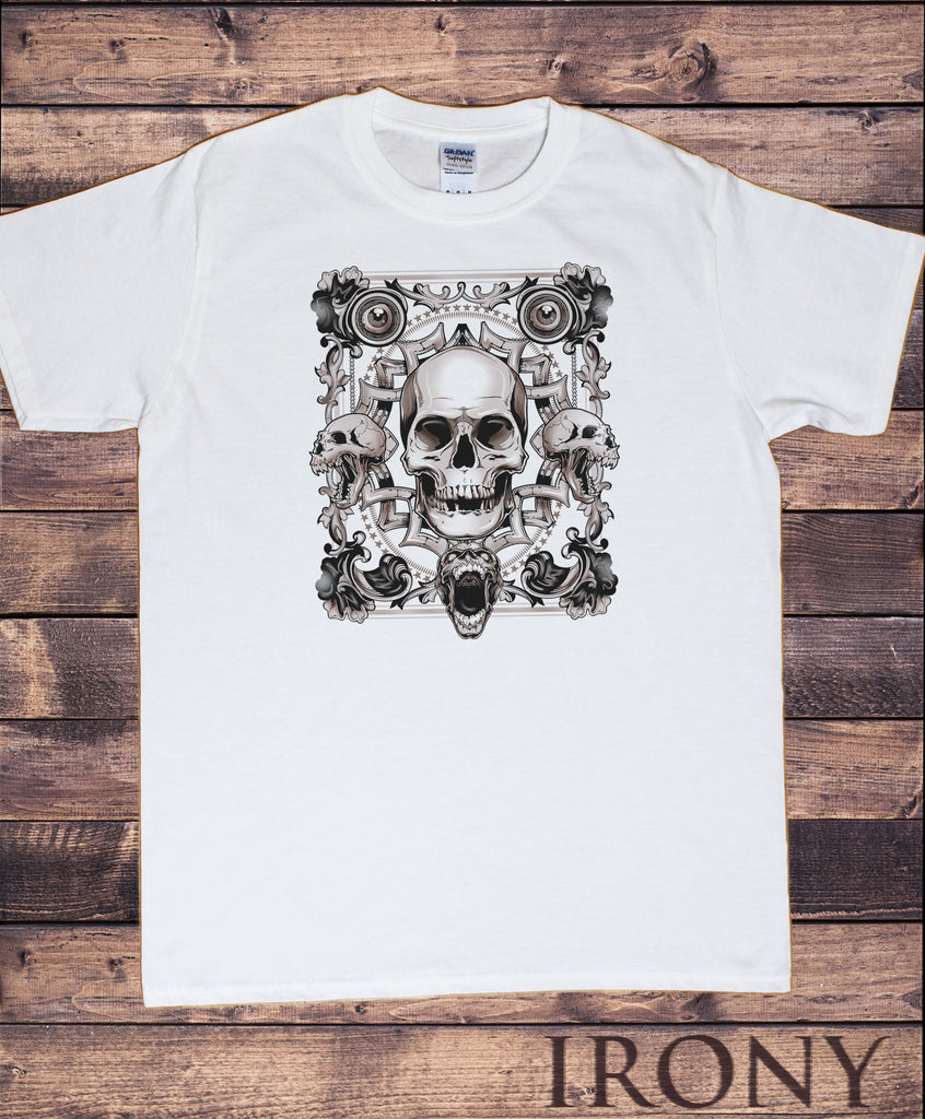 Men’s T-Shirt Skull Gothic Style, Frame Heavy Metal Skulls Print TS1537