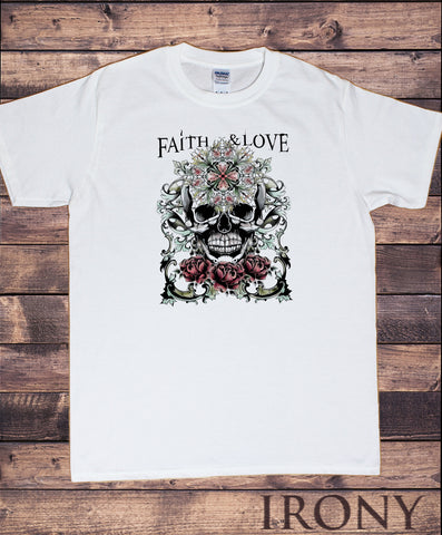 Men’s T-Shirt Skulls Gothic Faith and Love Colourful Print TS1540