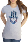 Women's T-Shirt Hamsa Hand Tropical Palm Trees Heart Graphical Print TS1556