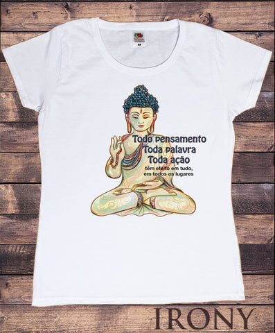 Women's T-Shirt Yoga Buddha Meditation Slogan Mantra Print TS1557