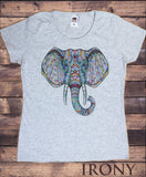 Women's White T-shirt Beautiful Elephant Ethnic Pattern Print TS1576