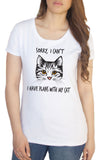 Women's T-Shirt Cute Cats Silhouette "Sorry, I can't have plans with my cat" Graphical Print TS1586