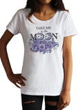 Women's Tee Take me to the moon Flowery purple Print TS1587