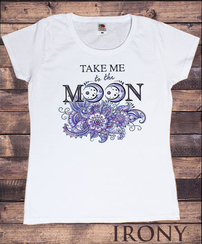 Women's Tee Take me to the moon Flowery purple Print TS1587