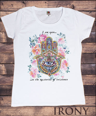 Women's T-Shirt Fatima Hand Mysteries of Existence Print TS1599