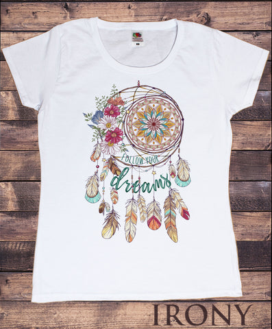 Women's T-Shirt,Follow Your Dreams, native Dreamcatcher Print TS1601