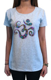 Womens Colourful Om Vibration Motif Meditation Universal Peace Zen Print TS1606