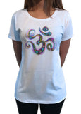 Womens Colourful Om Vibration Motif Meditation Universal Peace Zen Print TS1606