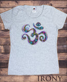 Womens Colourful Om Vibration Motif Meditation Universal Peace Zen Print TS1606