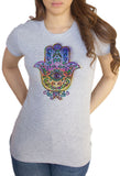 Women's  T-Shirt Hamza Hand, Ethnic Spiritual Meditation Print, TS1607