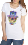 Women's  T-Shirt Hamza Hand, Ethnic Spiritual Meditation Print, TS1607