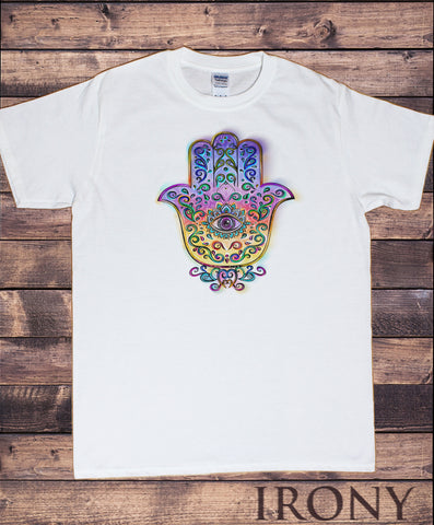 Men's T-Shirt Hamza Hand, Ethnic Spiritual Meditation Print,TS1607