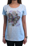 Womens T-Shirt Top Love Dream Inspire Butterfly Print TS1609