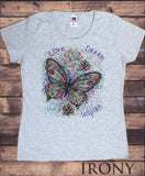 Womens T-Shirt Top Love Dream Inspire Butterfly Print TS1609