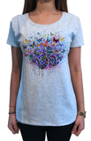 Womens T-Shirt Top Om Butterfly Splash Print TS1611