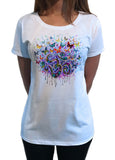 Womens T-Shirt Top Om Butterfly Splash Print TS1611