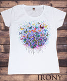 Womens T-Shirt Top Om Butterfly Splash Print TS1611