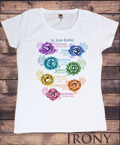 Women's T-Shirt Yoga Meditation Seven Chakras Print TS1619