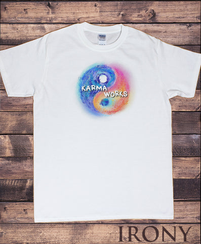 Men's T-Shirt Ying Yang Karma Works Slogan Colourful Print TS1622