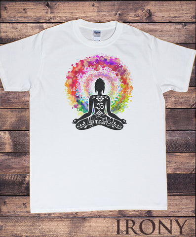 Mens T-Shirt Buddha Chakra Om Namaste Colourful Design TS1623