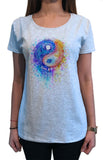 Women Ying Yang T-shirt Chinese Symbol Graphic Colourful Splatter Print TS1624