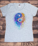 Women Ying Yang T-shirt Chinese Symbol Graphic Colourful Splatter Print TS1624