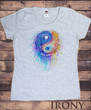 Women Ying Yang T-shirt Chinese Symbol Graphic Colourful Splatter Print TS1624