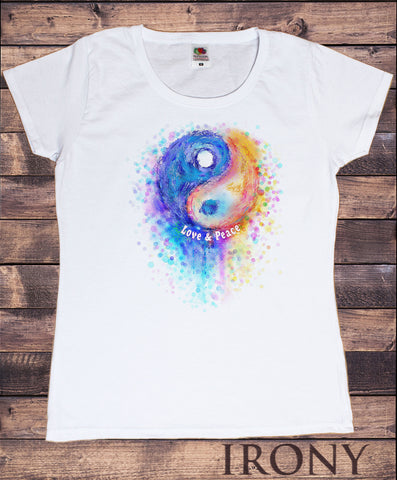 Women Ying Yang T-shirt Chinese Symbol Graphic Colourful Splatter Print TS1624