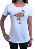 Womens T-Shirt Top Flamingo Colourful Smarties Print TS1636