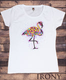 Womens T-Shirt Top Flamingo Colourful Smarties Print TS1636
