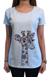 Women's T-Shirt With Giraffe Colourful Ethnic Print TS1649 print bottom