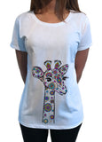 Women's T-Shirt With Giraffe Colourful Ethnic Print TS1649 print bottom