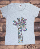 Women's T-Shirt With Giraffe Colourful Ethnic Print TS1649 print bottom