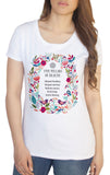 Women’s T-Shirt Floral Style Five Pillars Of Health Positive Thinking Flowery Slogan Print TS1650