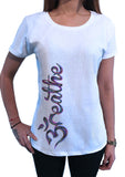 Women's T-Shirt  'Breathe' OM Religion Side Design India Print TS1660