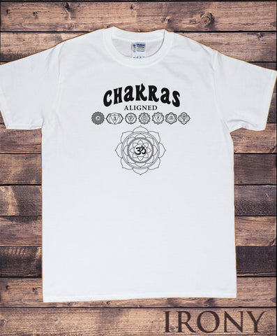 Mens T-Shirt Chakra Symbols Aligned Om Meditation Yoga India Design TS1670
