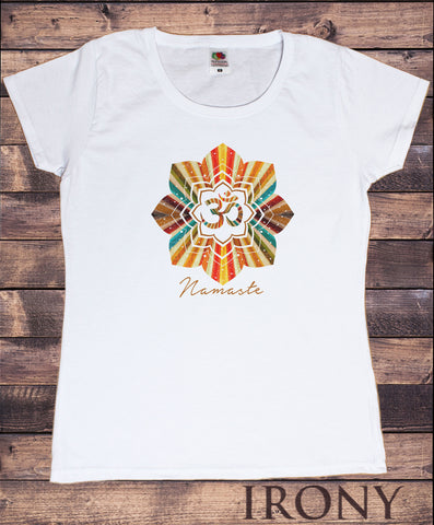 Womens T-Shirt Namaste OM flowers colour explosion Yoga meditation Zen print TS1686