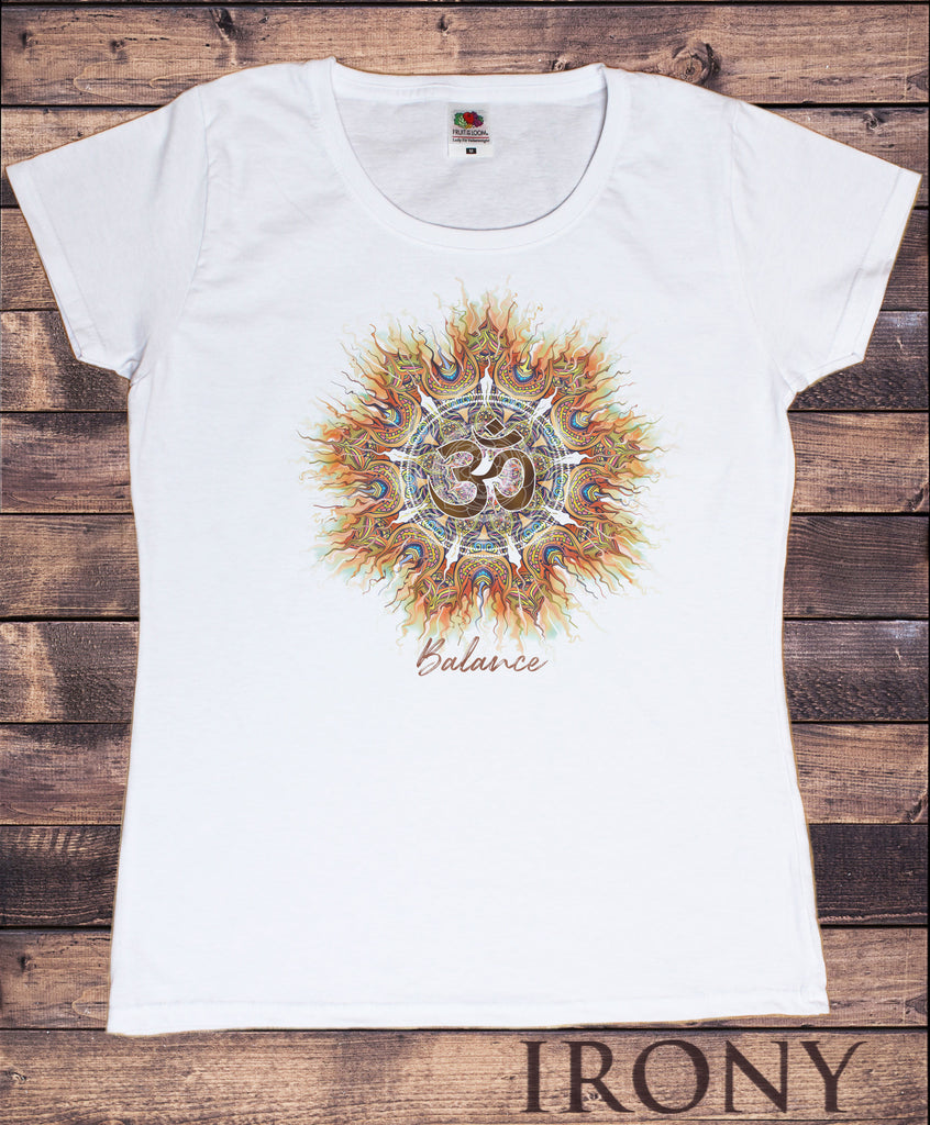 Womens T-Shirt Namaste OM Balance colour explosion Yoga meditation Zen print TS1687