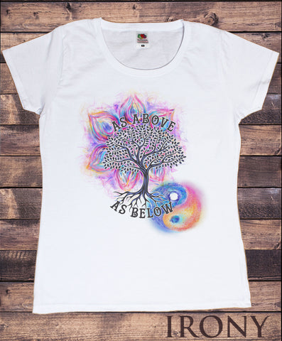 Women's  Ying Yang T-shirt Chinese As above as below Graphic Colourful Splatter Print TS1697