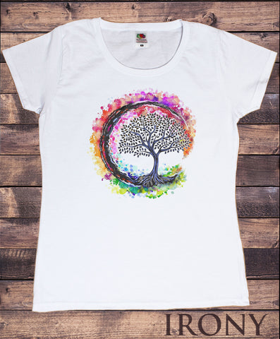 Women's T-shirt Tree Graphic Colourful Splatter Print TS1698