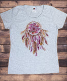 Women's T-Shirt, Native Indian Feathers, Dreamer Catcher TS1700