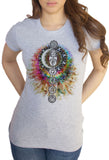 Women’s T-Shirt Buddha Coloured Chakra Symbols Colourful Design TS1704