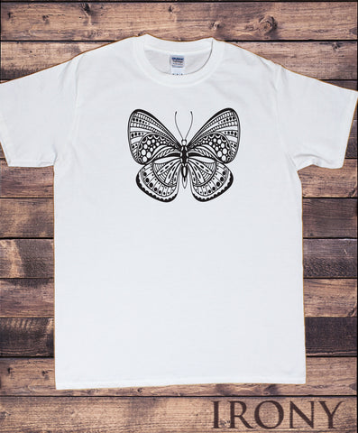 Mens T-Shirt With Butterfly Line Pattern Print -Men/Fashion Print TS1725