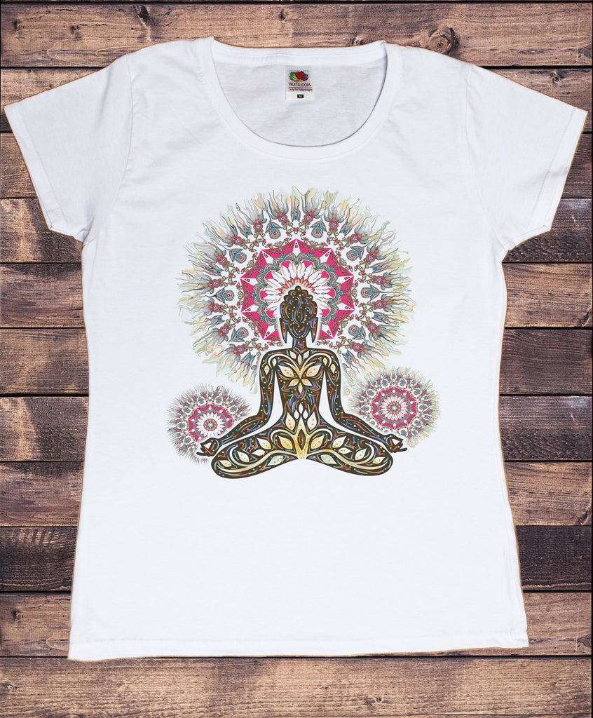 Women’s T-Shirt Aztec Yoga Buddha Chakra Meditation Zen Print TS1734